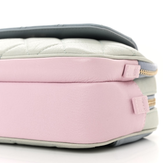 【あさ1204】　CHANEL CHANEL Goatskin Quilted Waist Bag Green Blue Pink 1628651