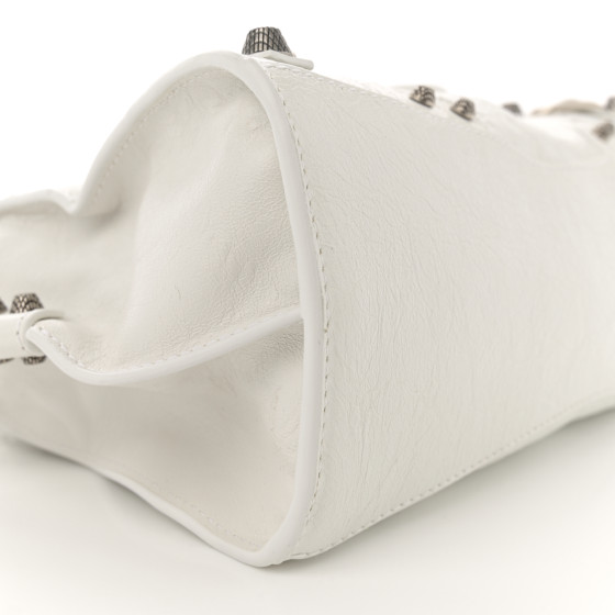 BALENCIAGA Agneau Arena Neo Cagole Handbag XS Optic White