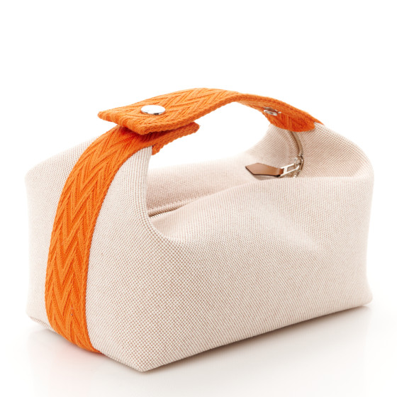 送料込【HERMES】Small Bride-A-Brac Case Canvas& Beige Orange Hermès Bride-a-Brac case, Small Model, Beige / Orange