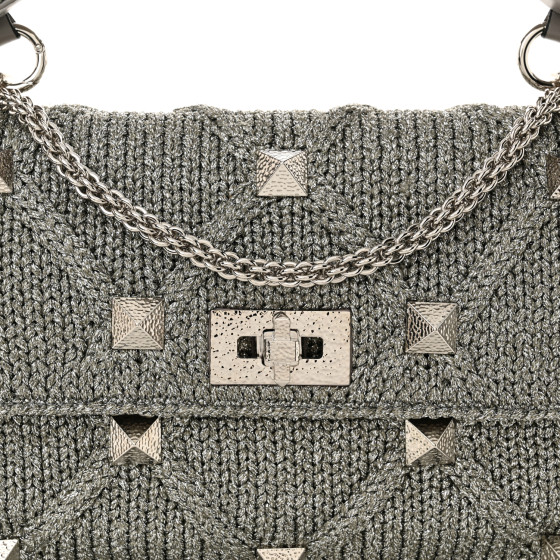 VALENTINO GARAVANI Metallic Lurex Knit Large Roman Stud