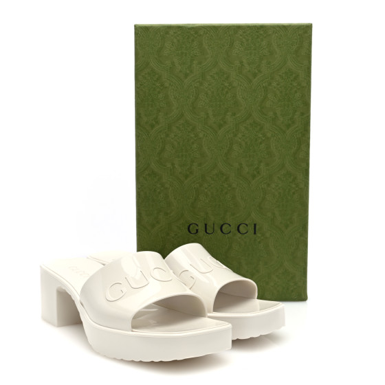 サンダル・ミュール [GUCCI] Women's Logo Rubber Slide Sandals NEW Gucci Rubber Logo Platform 20/60mm Slide Sandals 624730