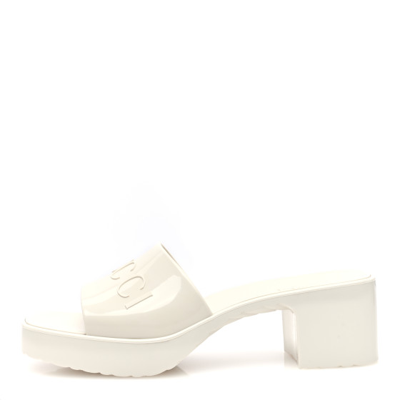 サンダル・ミュール Gucci Slide White Rubber (Women's) Women's Interlocking G slide sandal in white rubber | GUCCI® US