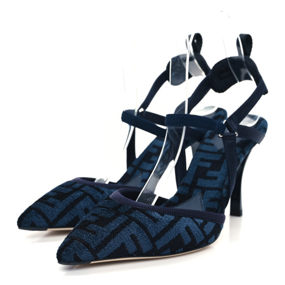 FENDI Chenille Jacquard FF Colibri Lite 85mm Slingback Pumps