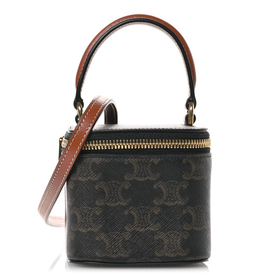 CELINE Triomphe Canvas Calfskin Mini Vanity Case Tan 1625823