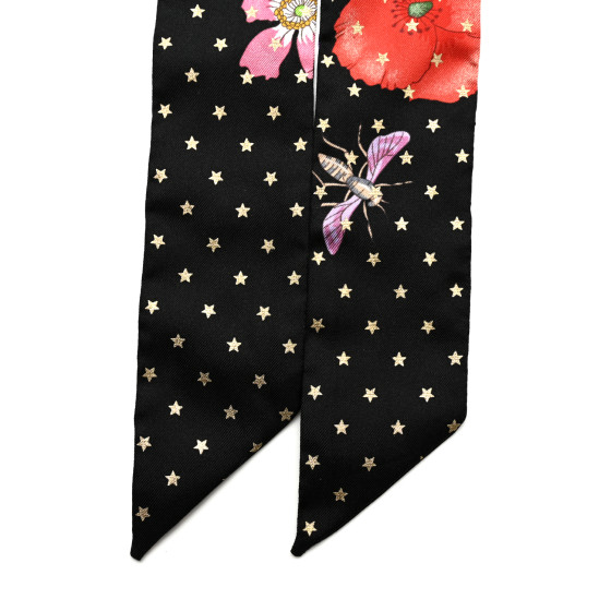 スカーフ GUCCI Gucci Flora printed silk twill neck bow BLACK/BLACK 784959_3G001_2773_003_100_0000