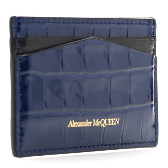 ALEXANDER MCQUEEN Patent Crocodile Embossed Skull Card