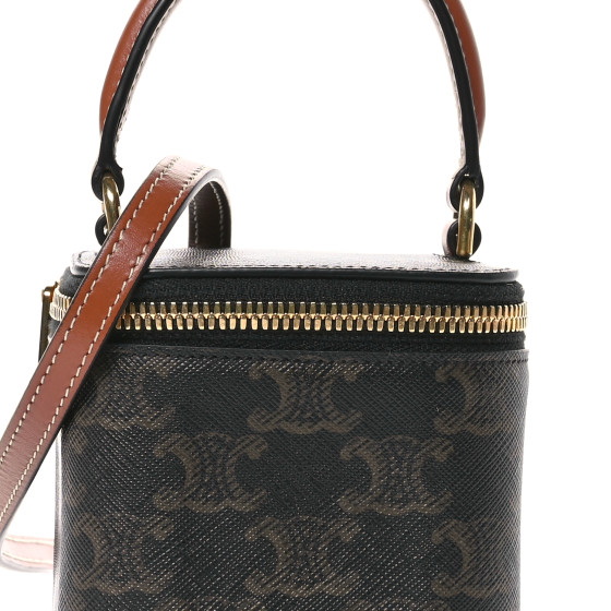 CELINE Triomphe Canvas Calfskin Mini Vanity Case Tan 1625823