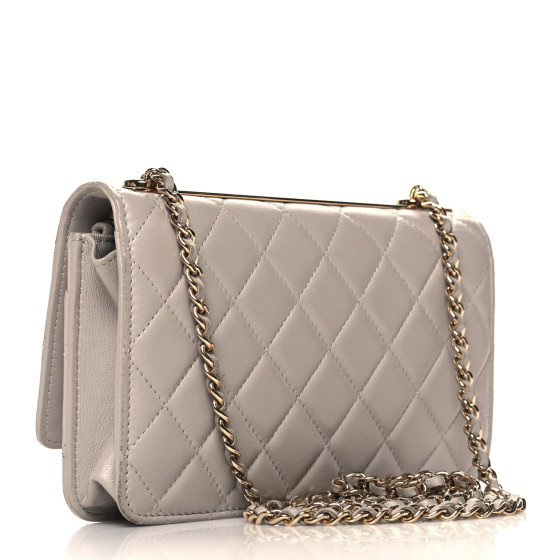 CHANEL Lambskin Quilted Trendy CC Wallet On Chain WOC Grey