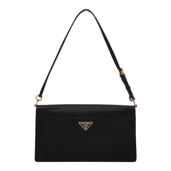 バッグ Prada Black Satin Handbag PRADA Satin Pochette Bag Black 712609 | FASHIONPHILE