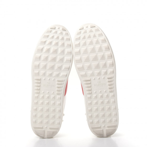 VALENTINO GARAVANI Calfskin Rockstud Open Sneakers 40 White