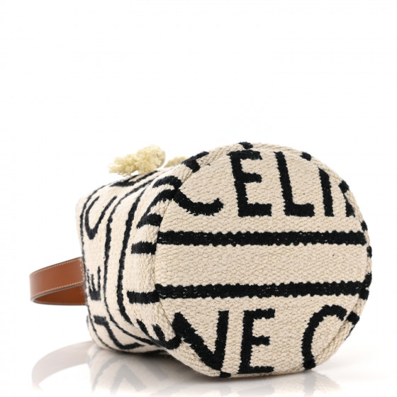 ☆☆CELINE☆☆ Celine 196532ECH 15KZ Teen Drawstring Striped CELINE All Over Textile Calfskin Striped Teen Drawstring Bag