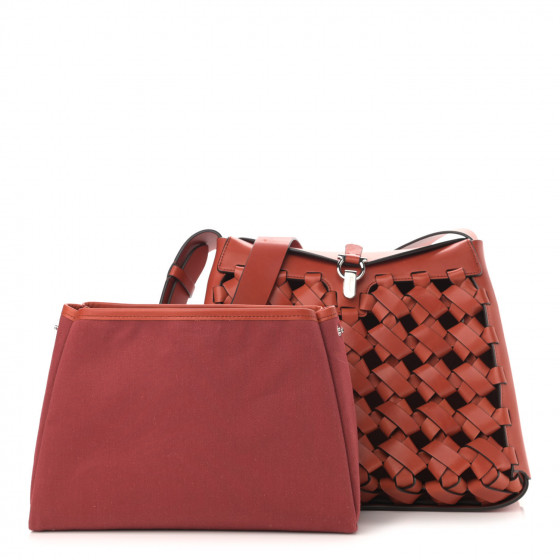 SALVATORE FERRAGAMO Woven Calfskin New Line Shoulder Bag