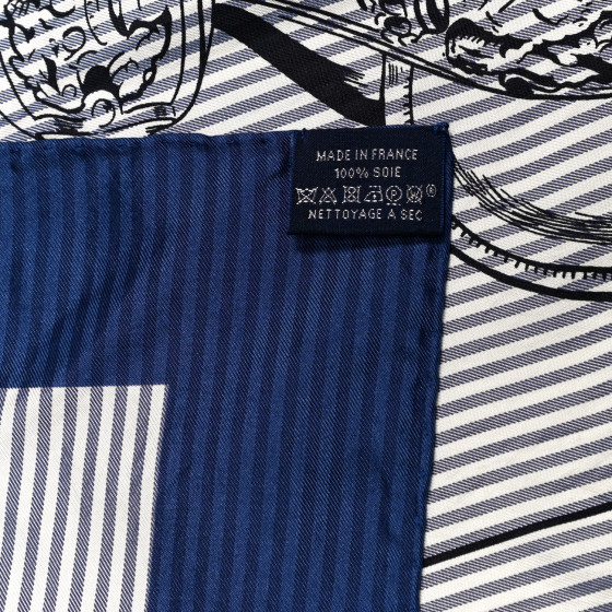 HERMES Silk Carre Eyeliner Brides De Gala Scarf 90 Marine