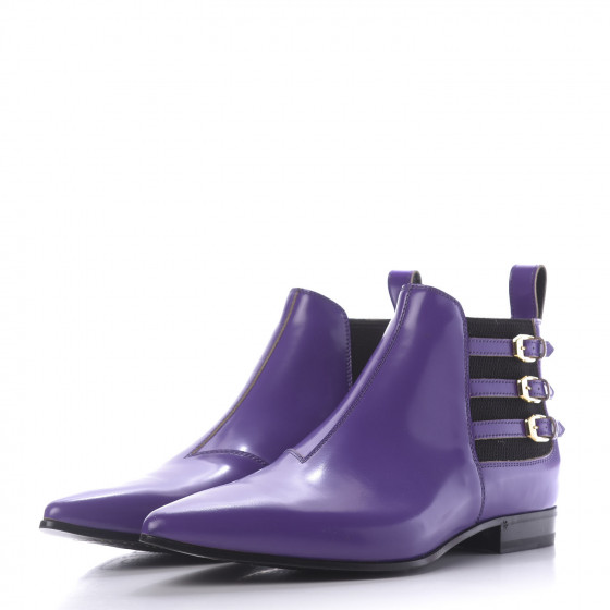 【IONSEOUL】Luce Suede Belt Boots 4JH689 GUCCI Cordovan Lux Mens Ankle Boots 10.5 Shine Purple Black