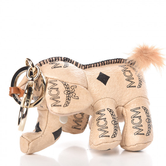 ルイ！！MCM Zoo キーホルダー MCM Visetos Zoo Elephant Key Ring Bag Charm Beige 381287