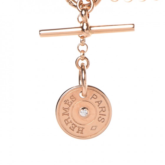 HERMES 18K Rose Gold Diamond Gambade Bracelet SH 243229