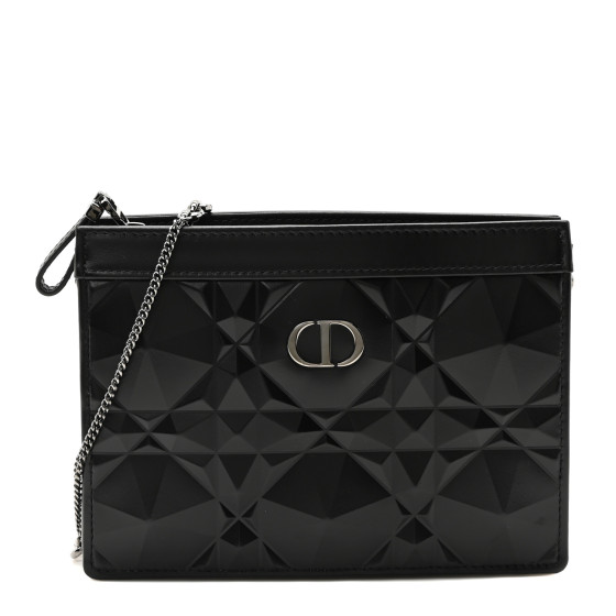 CHRISTIAN DIOR Calfskin Macrocannage Diamond Caro Zipped