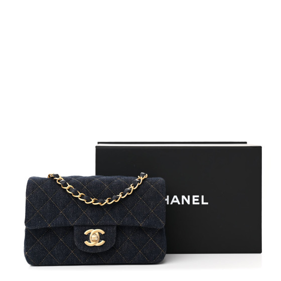 【CHANEL】Quilted Mini Rectangular denim Caviar★ショルダー CHANEL Denim Quilted Mini Rectangular Flap Dark Blue 1636478