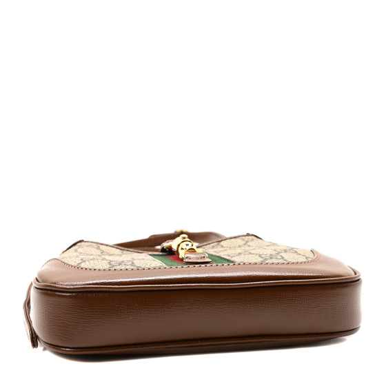 GUCCI GG Supreme Monogram Azalea Calfskin Web Mini Jackie