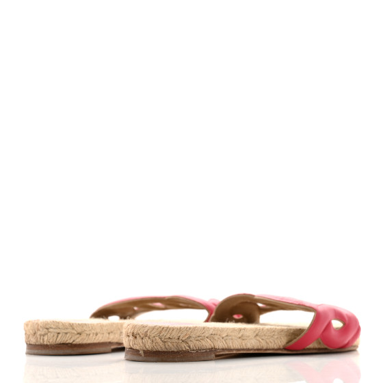 HERMES Nappa Famosa Espadrille Sandals 36 Rosa Framboise
