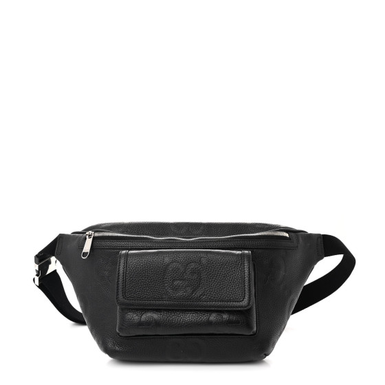 GUCCI Calfskin GG Tennis Embossed Pocket Belt Bag Black