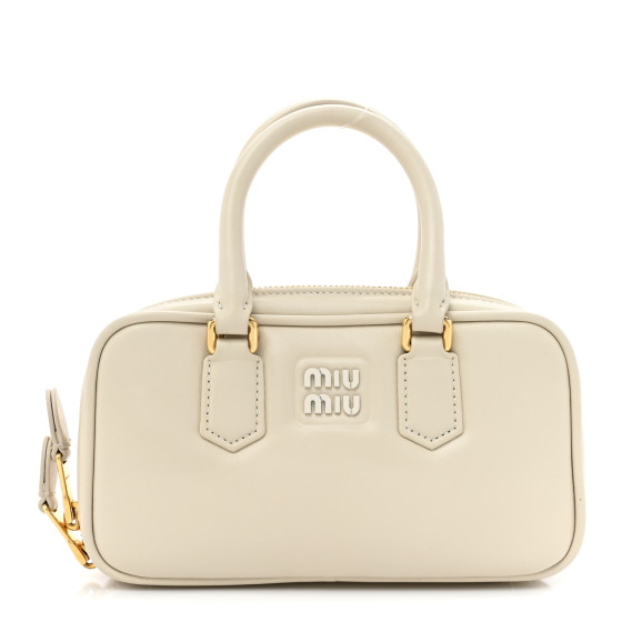 ☆大人気ライン☆ miu miu MINI ARCADIE TOP HANDLE BAG MIU MIU Calfskin Mini Arcadie Top Handle Bag Chalk White