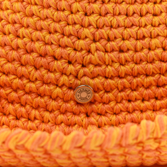 HERMES Cotton Crochet Gigi Bucket Hat M Orange 1469756
