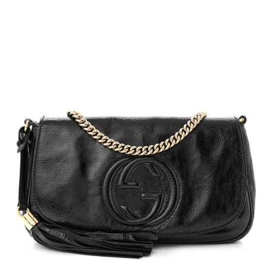 GUCCI Patent Medium Soho Flap Crossbody Black 1472056