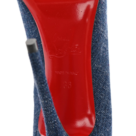 CHRISTIAN LOUBOUTIN Denim Jazz Calf So Kate 120 Pumps 36