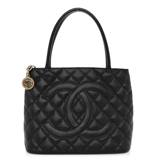 Caviar Quilted Medallion Tote Black
