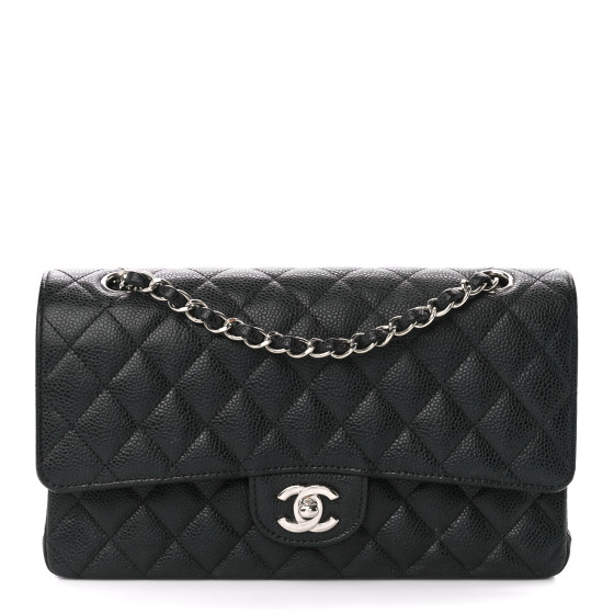 Caviar Quilted Medium Double Flap Black