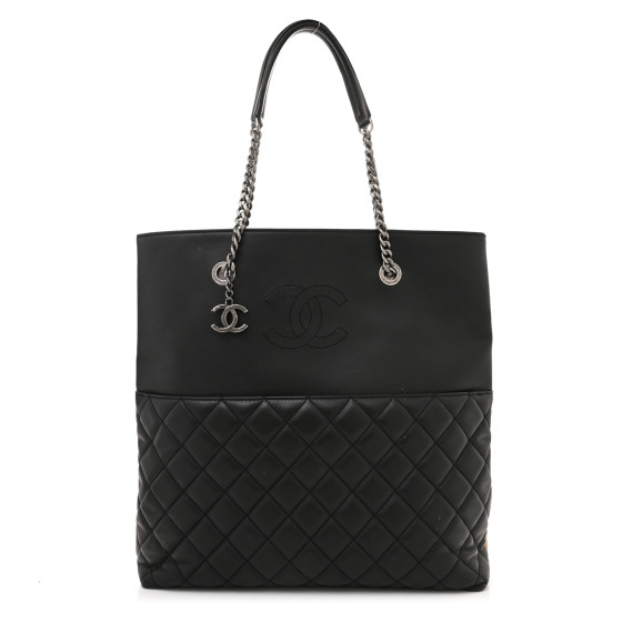 CHANEL Caviar Quilted Urban Delight Tote Black Beige