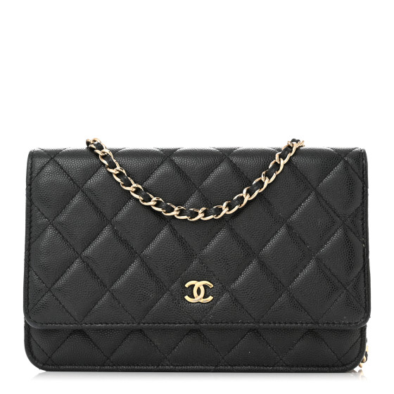 Caviar Quilted Wallet on Chain WOC Black