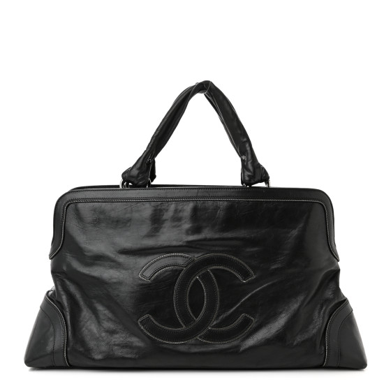 CHANEL Lambskin East West Soho Shopper Black