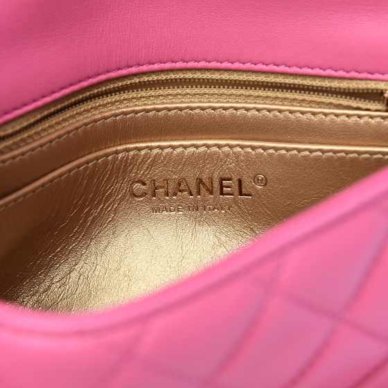 CHANEL ピンク 約20cm シャネル ココハンドル W20 ネオンピンク キャビアスキン