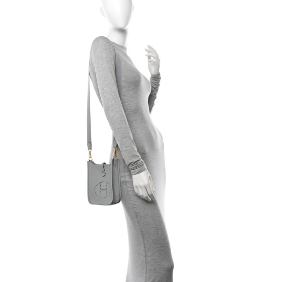 HERMES Taurillon Clemence Evelyne TPM Bleu Glacier 1548813