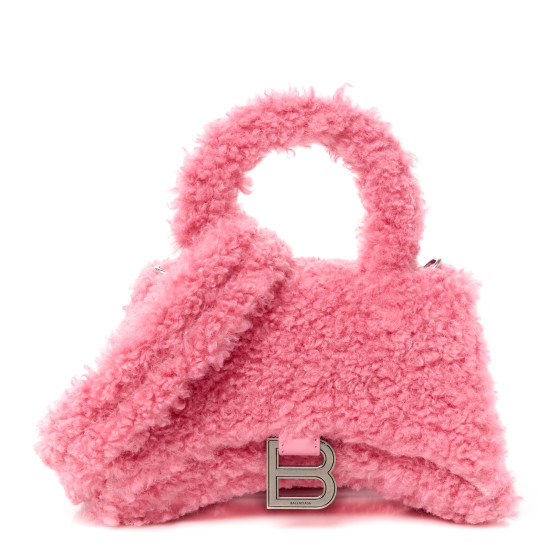 ●送料込●BALENCIAGA●Hourglass トップハンドル FURRY S Furry Hourglass Handbag Beige | The Webster