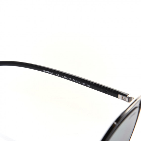 CHANEL Metal Cat Eye Sunglasses 4222 Silver Black 729494
