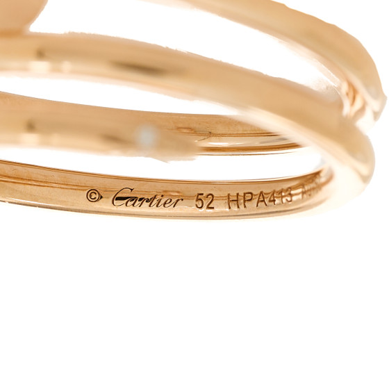 CARTIER 18K Pink Gold Diamond Double Juste Un Clou Ring 52 6