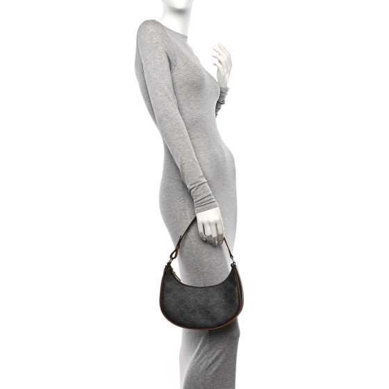 CELINE Triomphe Canvas Calfskin Ava Shoulder Bag Tan