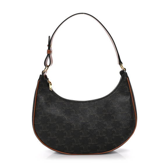 CELINE Triomphe Canvas Calfskin Ava Shoulder Bag Tan