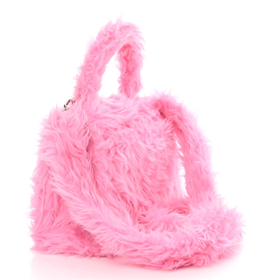 バレンシアガ☆FURRY HOURGLASS カーリーフェイクファーバッグ BALENCIAGA Faux Fur Medium Fluffy Hourglass Top Handle Bag