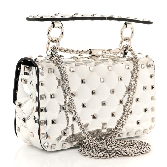 VALENTINO GARAVANI Metallic Patent Quilted Small Rockstud