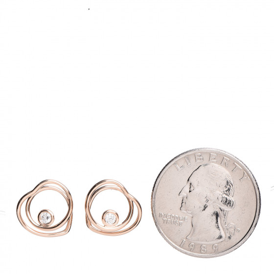 HERMES 18K Rose Gold Diamond TPM Vertige Coeur Earrings