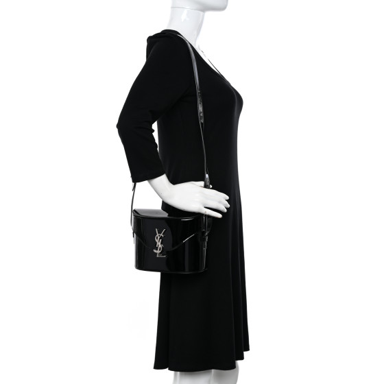 SAINT LAURENT Patent Monogram June Box Bag Black 1433737