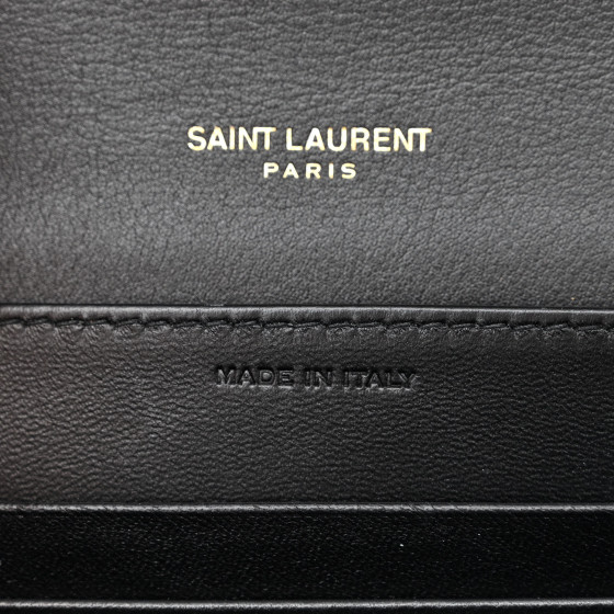 SAINT LAURENT Patent Monogram Cassandra Chain Wallet Black