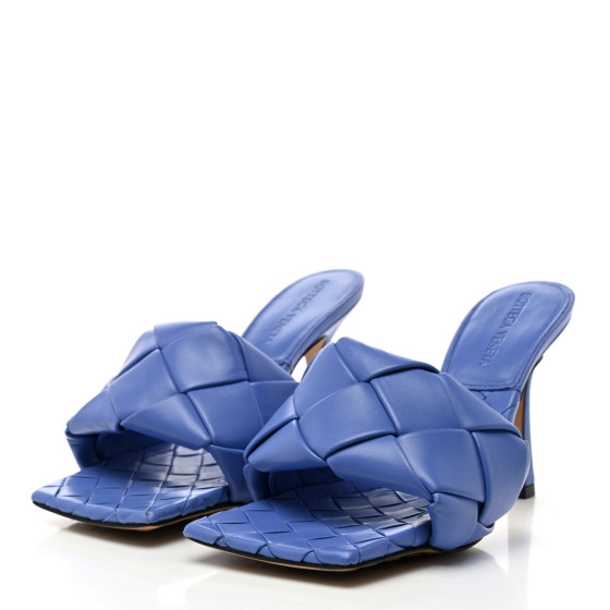 サンダル・ミュール Bottega Veneta Lido Mule Blue NIB Bottega Veneta Lido Woven Napa Leather Blaster Blue Mule