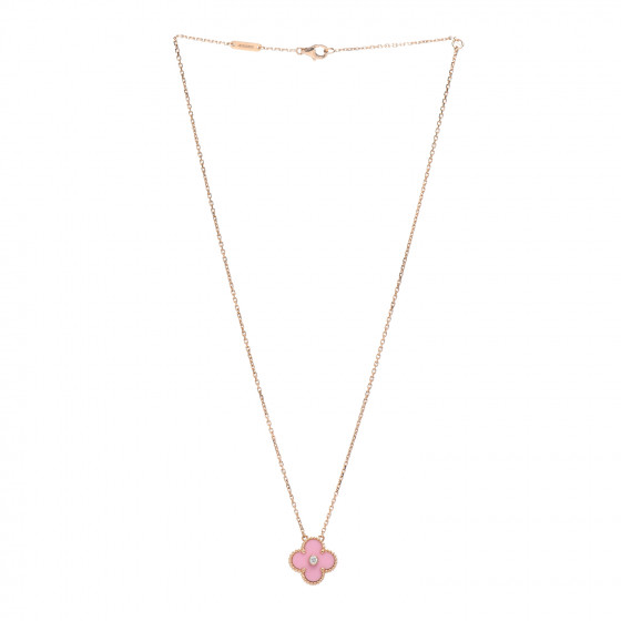 Van Cleef & Arpels ネックレス ピンク VAN CLEEF & ARPELS 18K Rose Gold Diamond Pink Porcelain