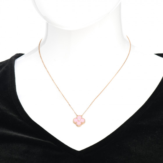 VAN CLEEF & ARPELS 18K Rose Gold Diamond Pink Porcelain