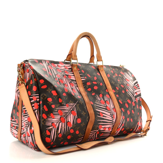 LOUIS VUITTON Monogram Jungle Dots Keepall Bandouliere 50 Sugar Pink Poppy